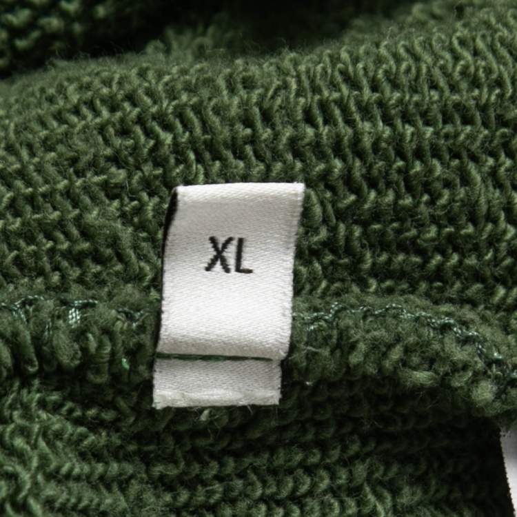 Pre Owned Gucci Green Cotton Logo Tape Detail Hooded Sweatshirt XL