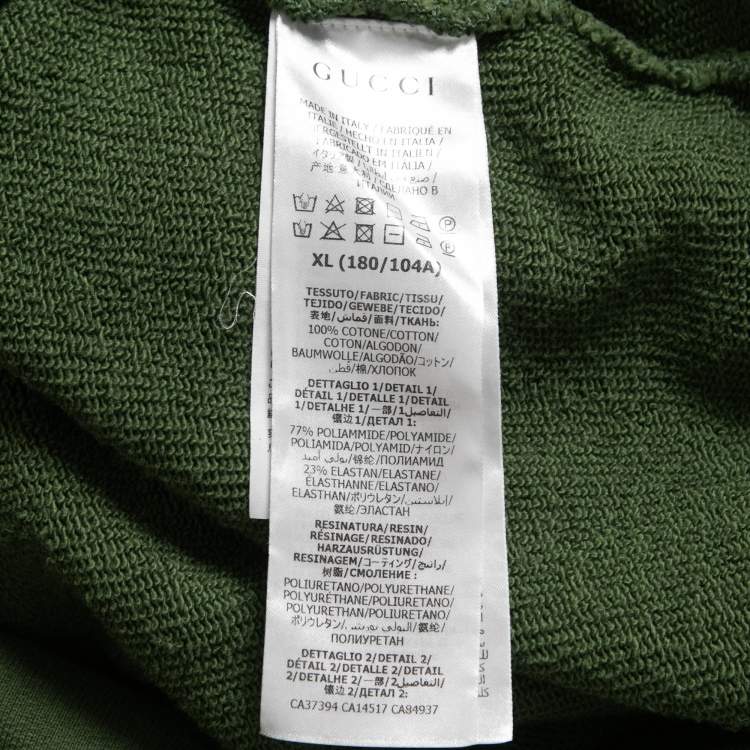 Pre Owned Gucci Green Cotton Logo Tape Detail Hooded Sweatshirt XL