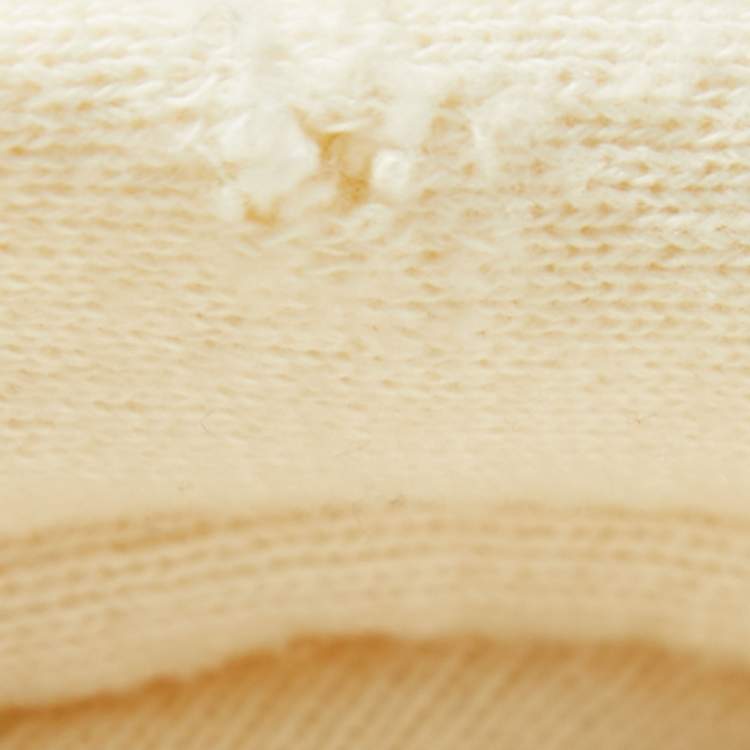 Pre Owned Gucci Cream Logo Print Cotton Hoodie L