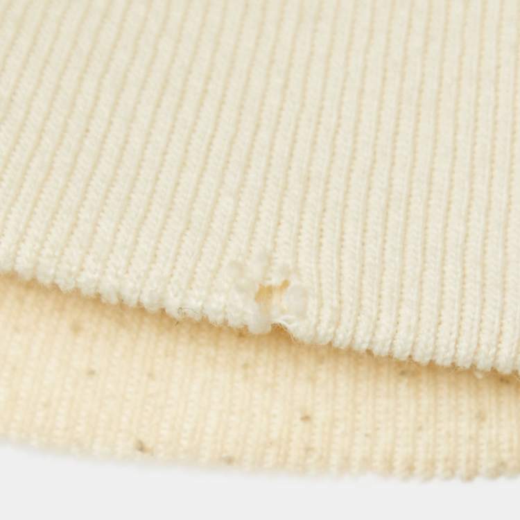 Pre Owned Gucci Cream Logo Print Cotton Hoodie L