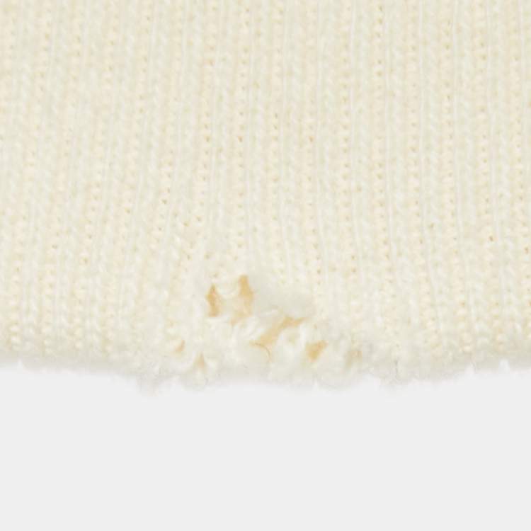 Pre Owned Gucci Cream Logo Print Cotton Hoodie L