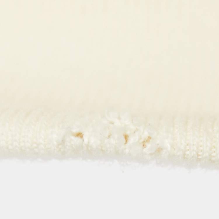 Pre Owned Gucci Cream Logo Print Cotton Hoodie L