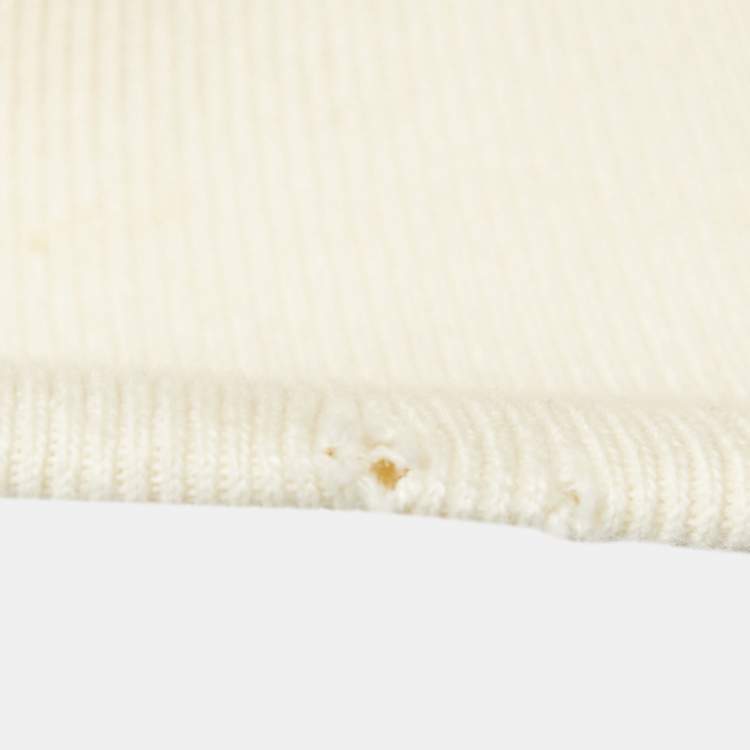 Pre Owned Gucci Cream Logo Print Cotton Hoodie L