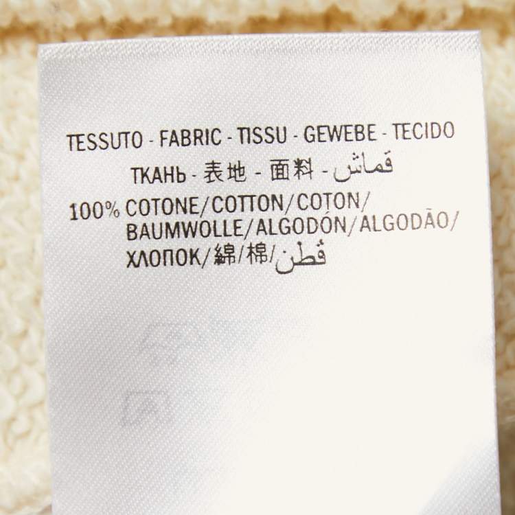 Pre Owned Gucci Cream Logo Print Cotton Hoodie L