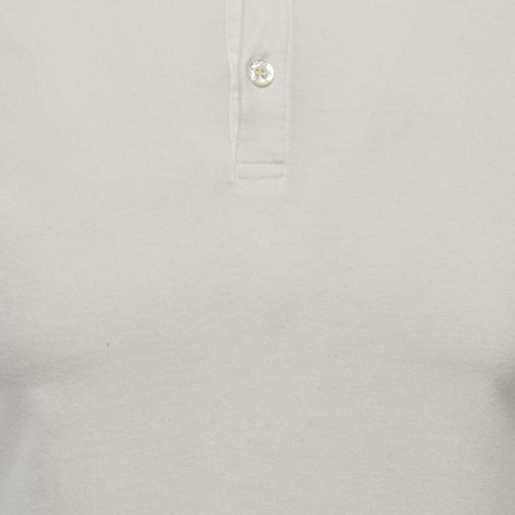Pre Owned Gucci White Cotton Web Stripe Detailed Polo T-Shirt S