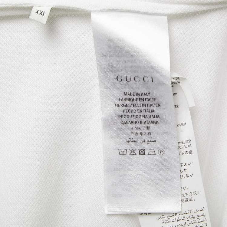 Pre Owned Gucci White Cotton Contrast Trimmed Polo T-Shirt XXL