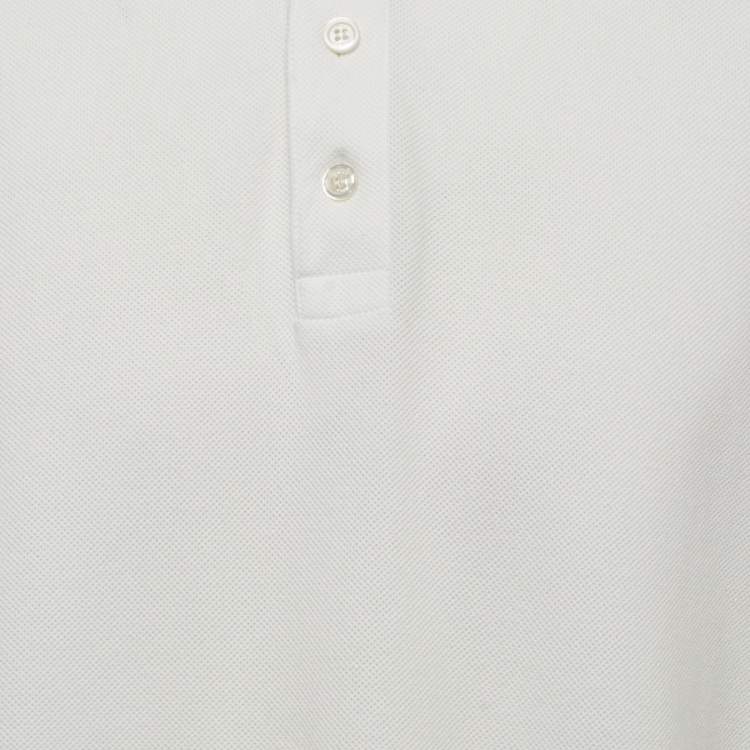 Pre Owned Gucci White Cotton Contrast Trimmed Polo T-Shirt XXL