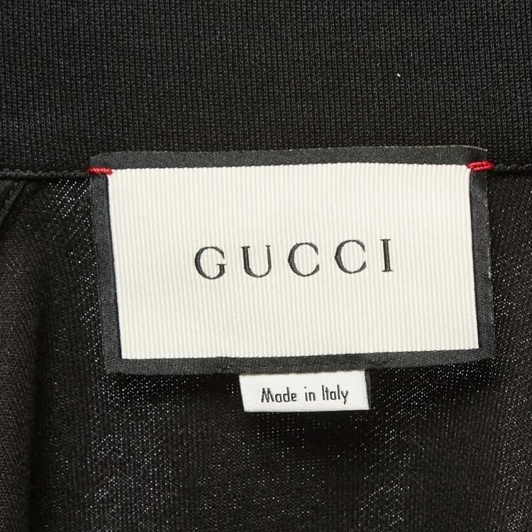 Pre Owned Gucci Black Knit Web Stripe Detail Zip Front Jacket XL