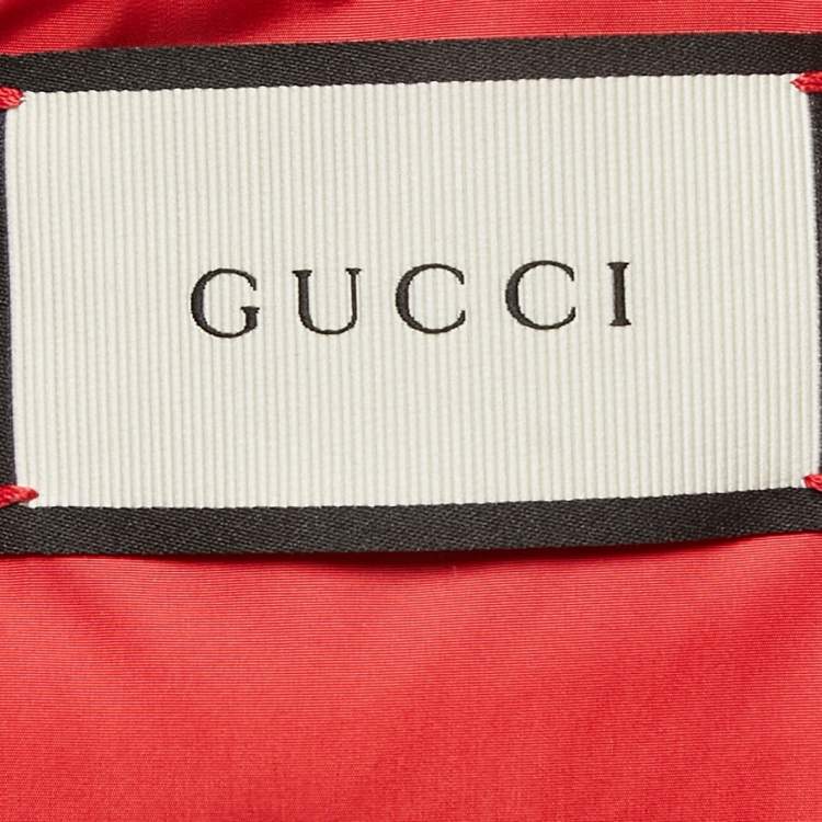 Pre Owned Gucci Black Nylon Patch Detailed Zip Front Jacket XL
