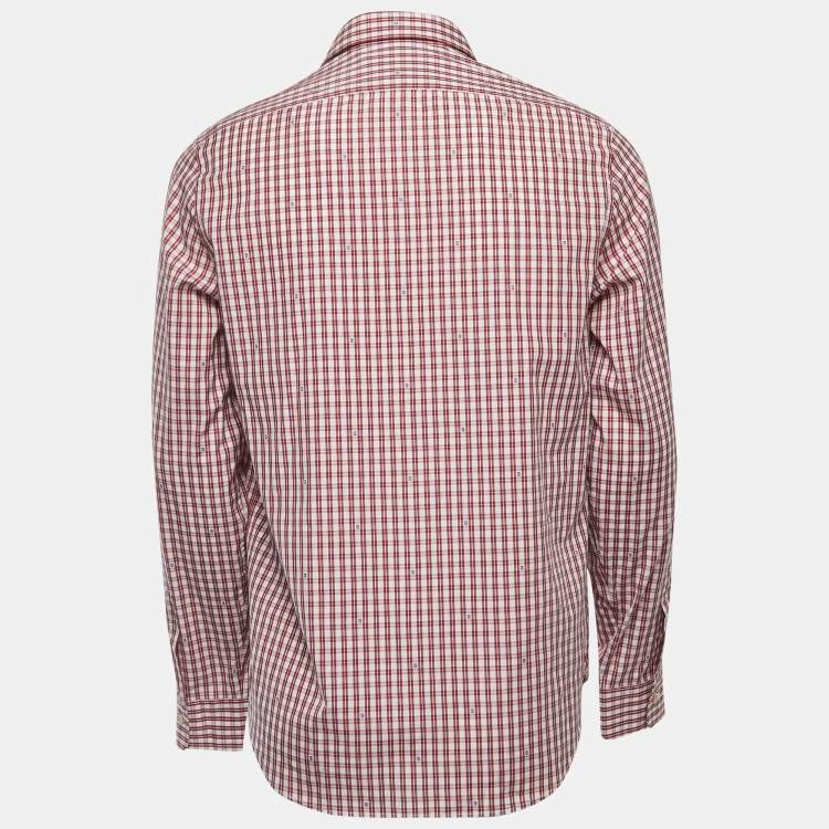 Pre Owned Gucci Red Squared on Mini G Cotton Button Front Full Sleeve Shirt M