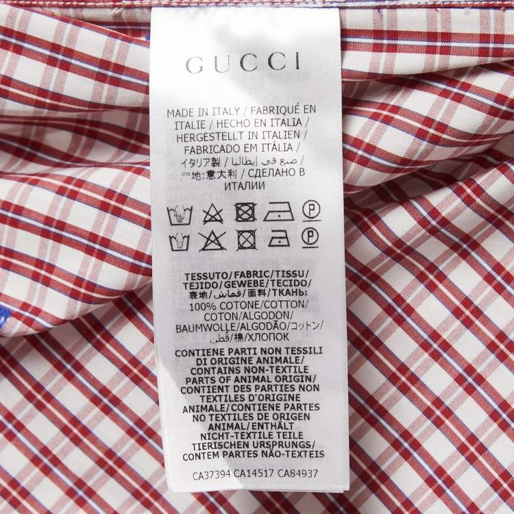 Pre Owned Gucci Red Squared on Mini G Cotton Button Front Full Sleeve Shirt M