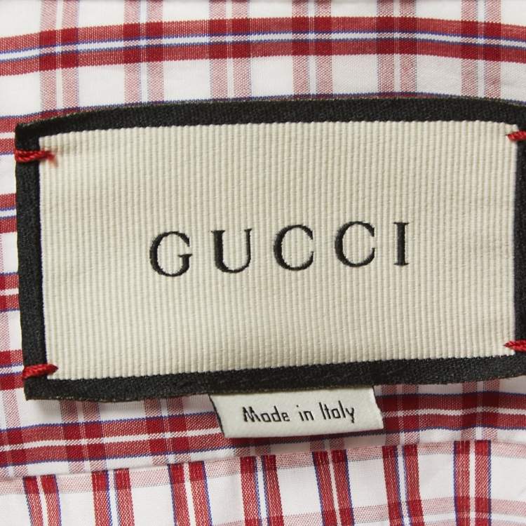 Pre Owned Gucci Red Squared on Mini G Cotton Button Front Full Sleeve Shirt M