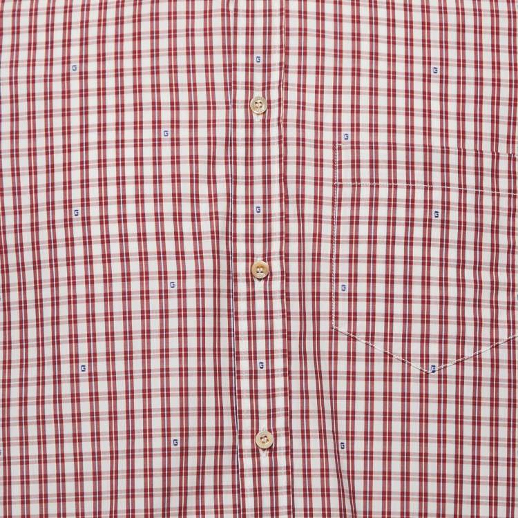 Pre Owned Gucci Red Squared on Mini G Cotton Button Front Full Sleeve Shirt M