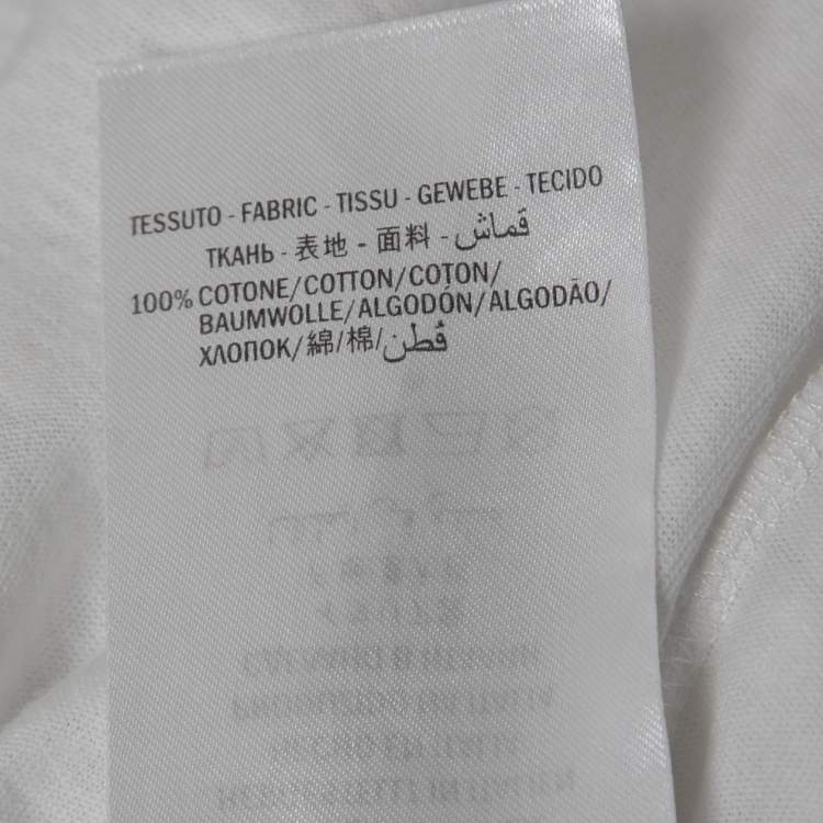 Pre Owned Gucci White Washed Logo Print Cotton Half Sleeve Relaxed Fit T-Shirt L