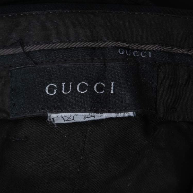 Pre Owned Gucci Black Wool Buttoned Trousers XL