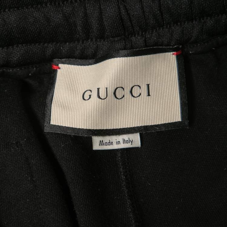 Pre Owned Gucci Black Knit Logo Web Stripe Detail Track Pants L 
