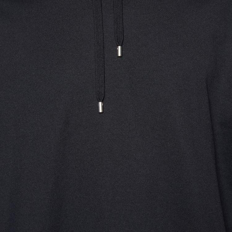 Pre Owned Gucci Black Logo Detail Jersey Knit Hoodie XXL