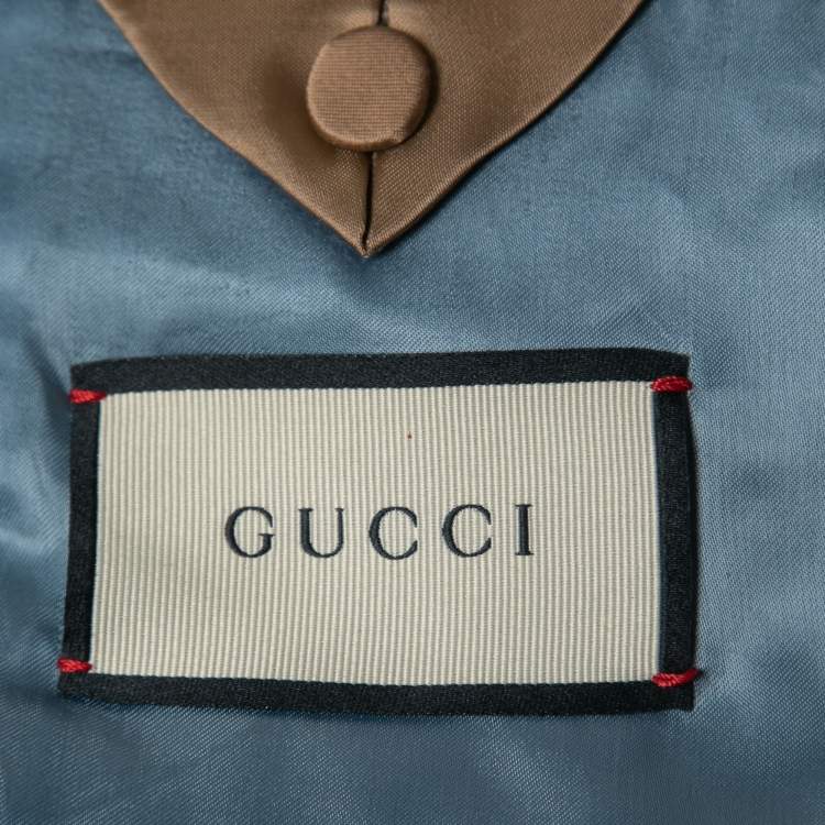Pre Owned Gucci Grey Hearts Bee Patterned Classic Check Tailored Suit M