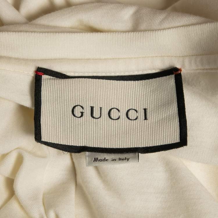 مملوكة مسبقًا Gucci Off-White Logo Print Cotton Half Sleeve T-Shirt 3XL