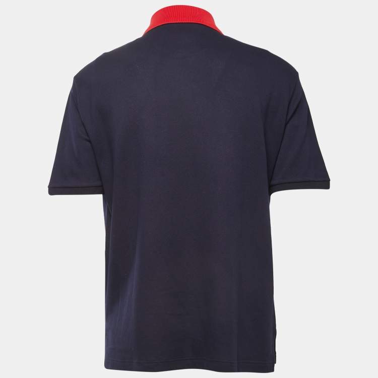 Gucci Navy Blue GG Embroidered Cotton Pique Polo T-Shirt L Gucci | TLC