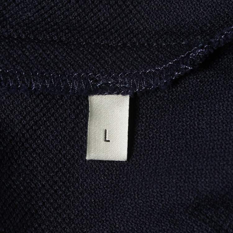 Pre Owned Gucci Navy Blue GG Embroidered Cotton Pique Polo T-Shirt L