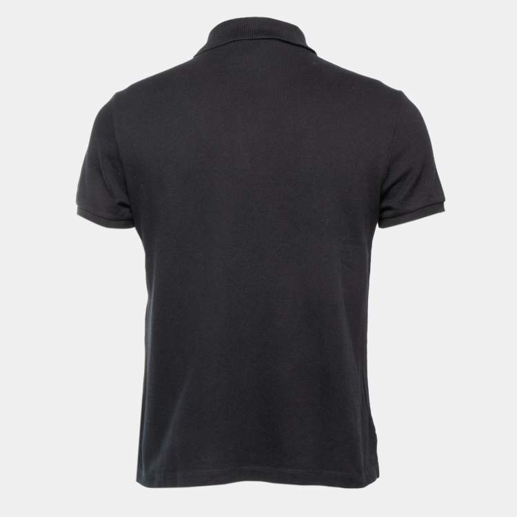 Pre Owned Gucci Black Cotton Pique Logo Patch Polo T-Shirt M