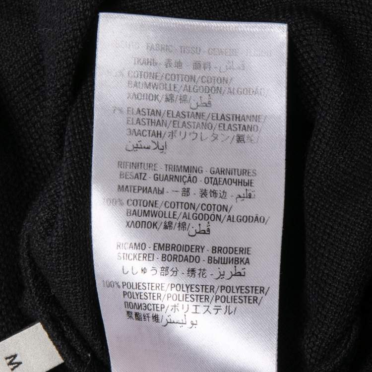Pre Owned Gucci Black Cotton Pique Logo Patch Polo T-Shirt M
