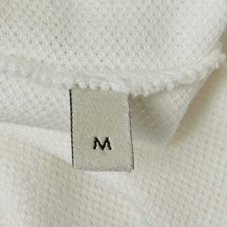 Pre Owned Gucci White Bee Embroidered Cotton Pique Polo T-Shirt M