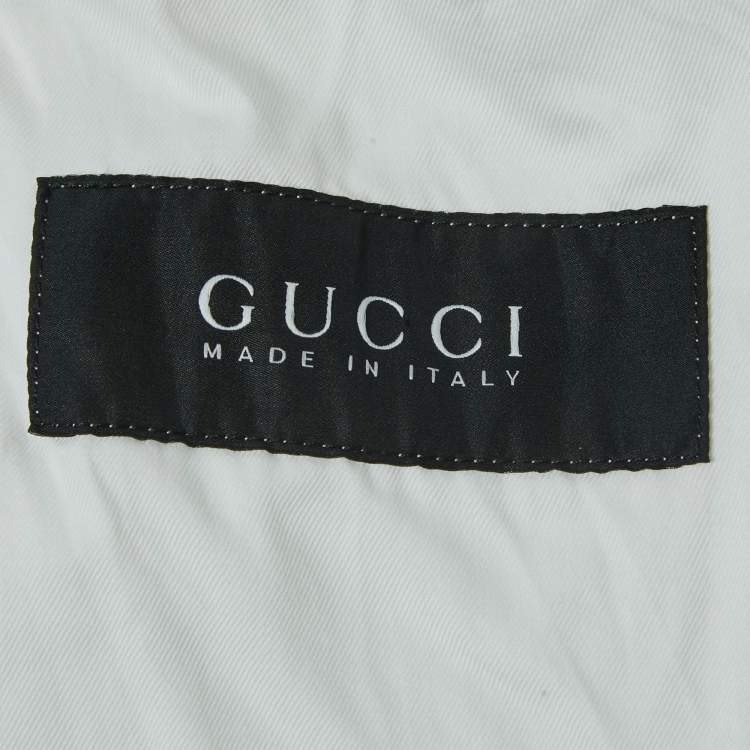 Pre Owned Gucci White Nylon Leather Trimmed Zip Front Jacket 4XL