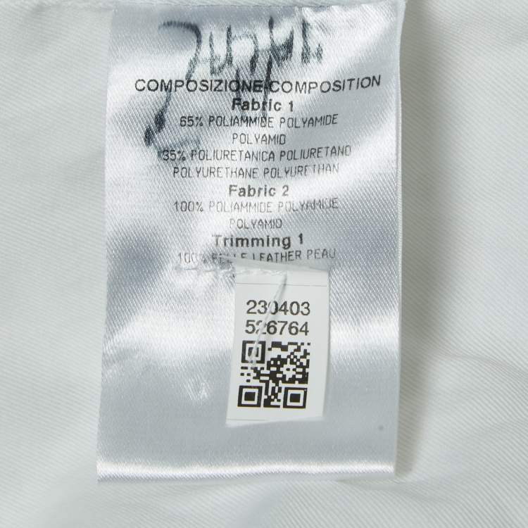 Pre Owned Gucci White Nylon Leather Trimmed Zip Front Jacket 4XL