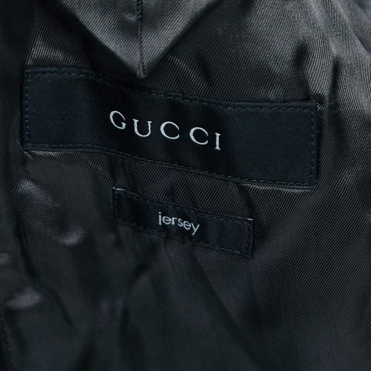 مملوكة مسبقًا Gucci Navy Blue Striped Wool Blend Single Breasted Blazer S