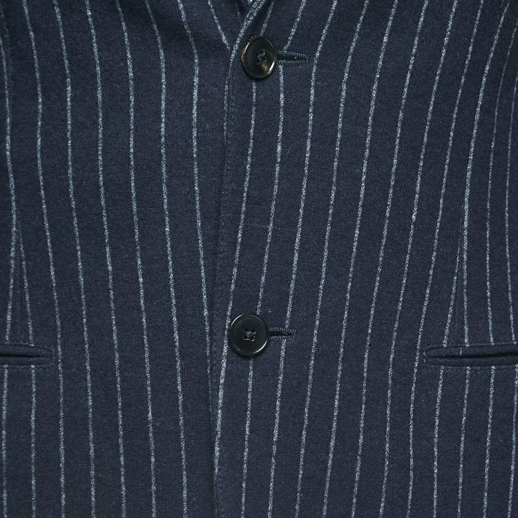 مملوكة مسبقًا Gucci Navy Blue Striped Wool Blend Single Breasted Blazer S