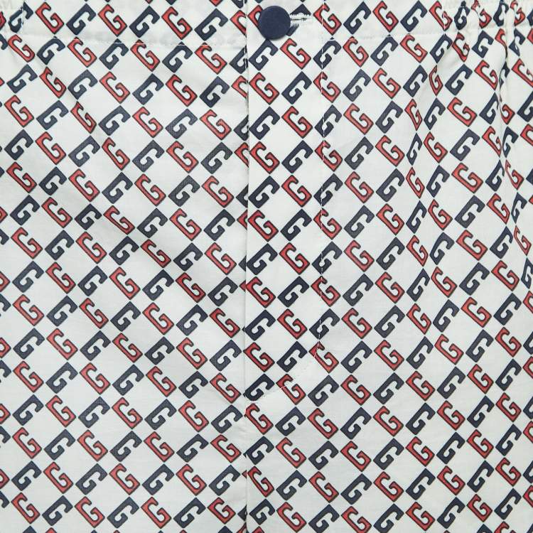 Pre Owned Gucci Cream Geometric G Print Cotton Muslin Shorts M