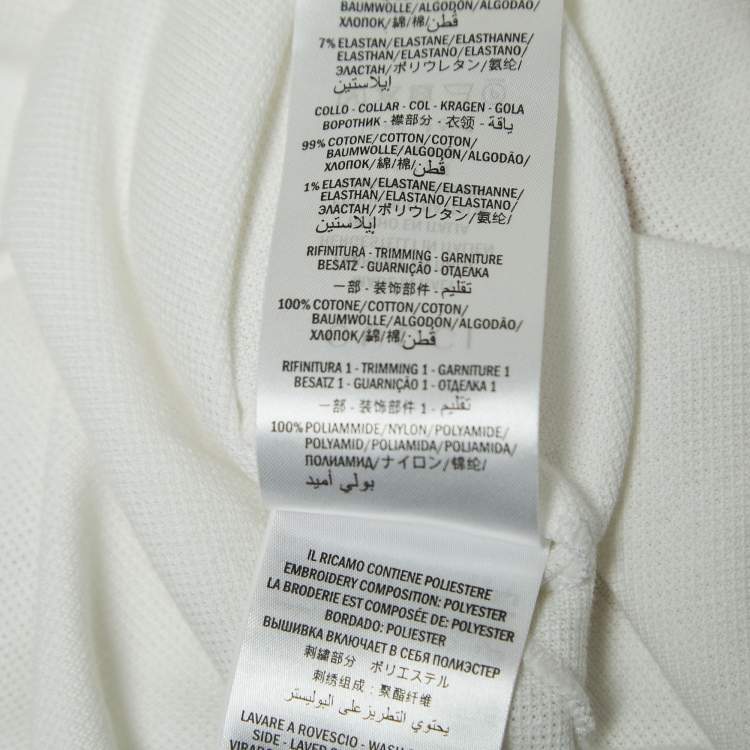 مملوكة مسبقًا Gucci White Cotton Bee Detail Polo T-Shirt M