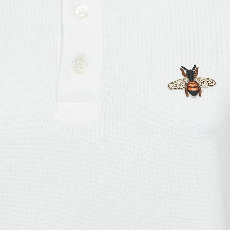 مملوكة مسبقًا Gucci White Cotton Bee Detail Polo T-Shirt M