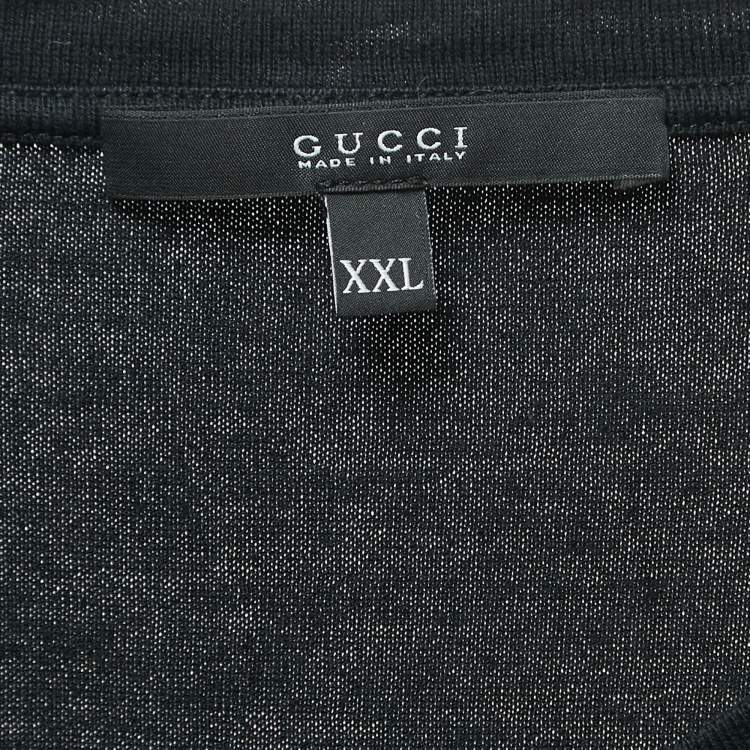 Pre Owned Gucci Black Cotton Web Striped Crew Neck T-Shirt XXL