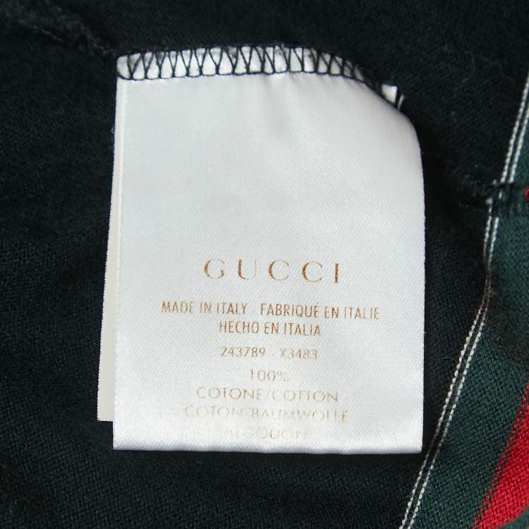 Pre Owned Gucci Black Cotton Web Striped Crew Neck T-Shirt XXL