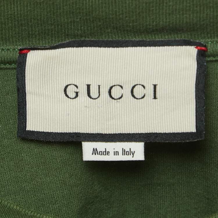 مملوكة مسبقًا Gucci Green Logo Print Cotton Crew Neck Half Sleeve T-Shirt S