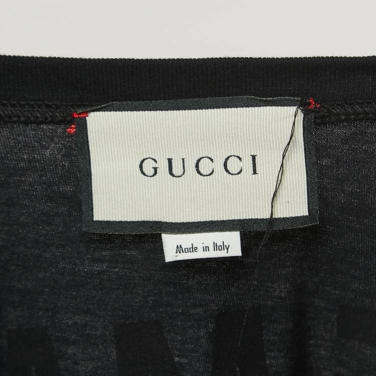 Pre Owned Gucci Black Logo Print Cotton Half Sleeve T-Shirt S