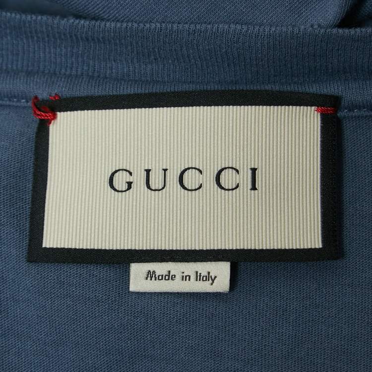 Pre Owned Gucci Blue Octopus Printed Cotton T-Shirt XS