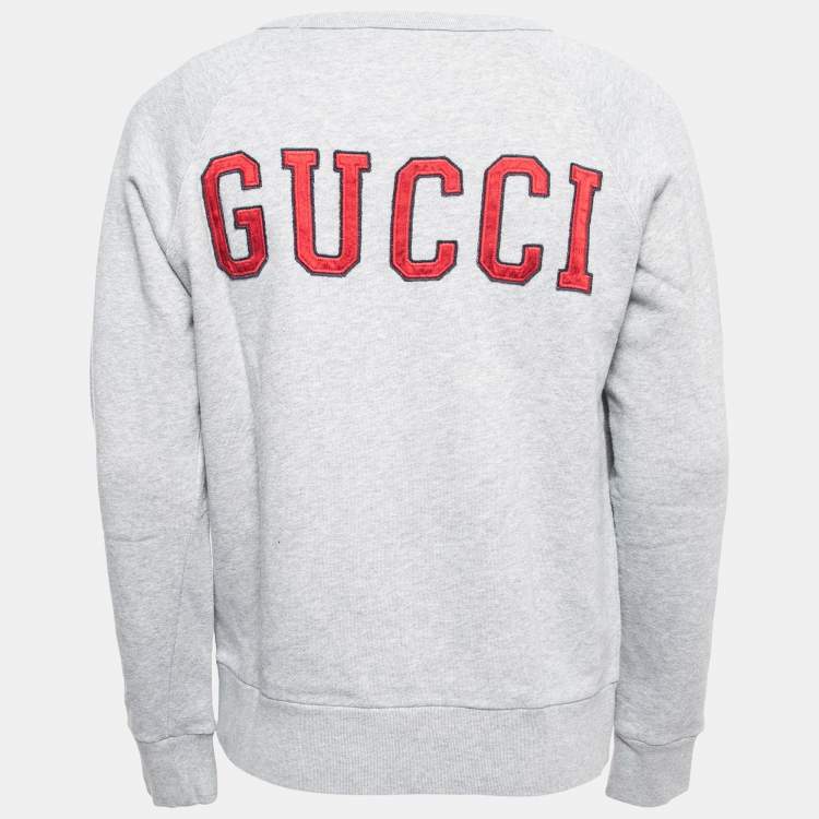 Pre Owned Gucci Grey Cotton LA Angels Patch Detail Sweatshirt XS