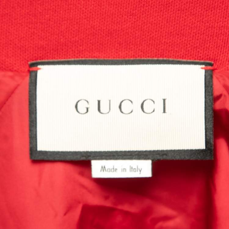 Pre Owned Gucci Red Jersey & Nylon GG Paneled Track Jacket S