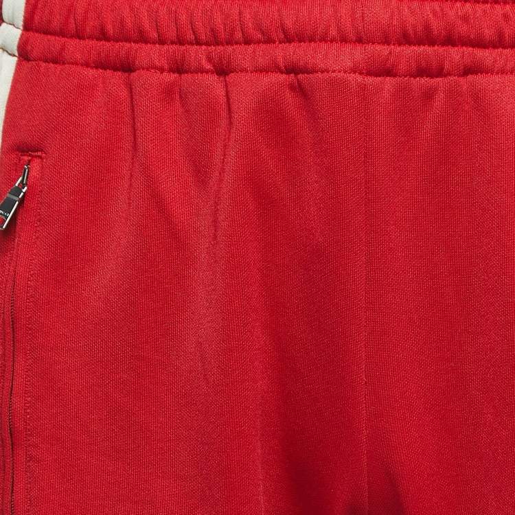 Pre Owned Gucci Red Technical Jersey Contrast GG Tape Detail Track Pants S
