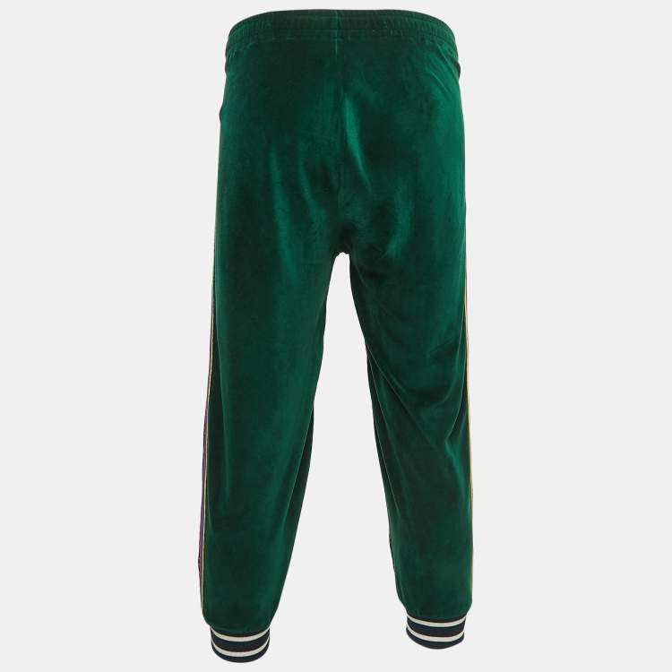 Pre Owned Gucci Multicolor Print Cotton Velvet Trimmed Drawstring Joggers XS