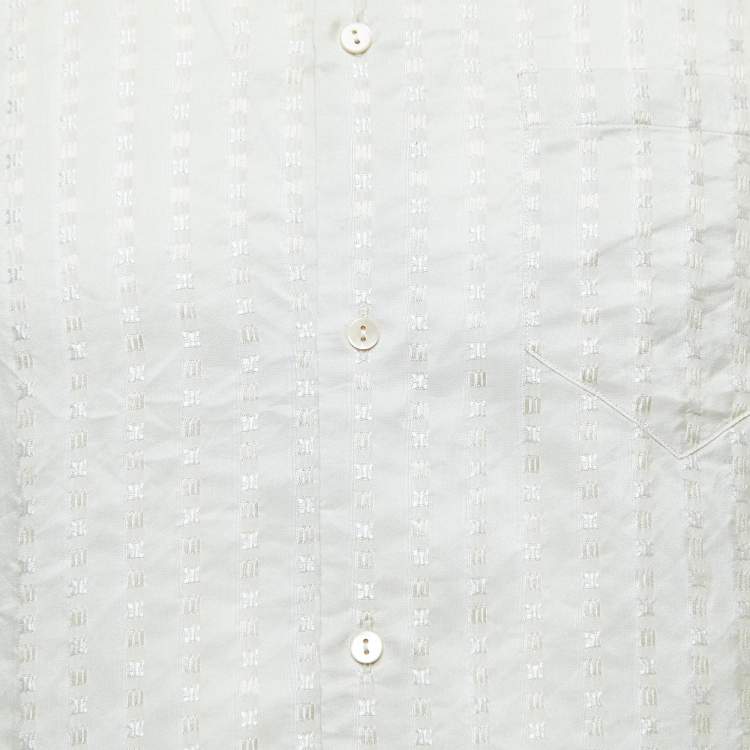 Pre Owned Gucci Beige Patterned Silk Button Front Full Sleeve Shirt M