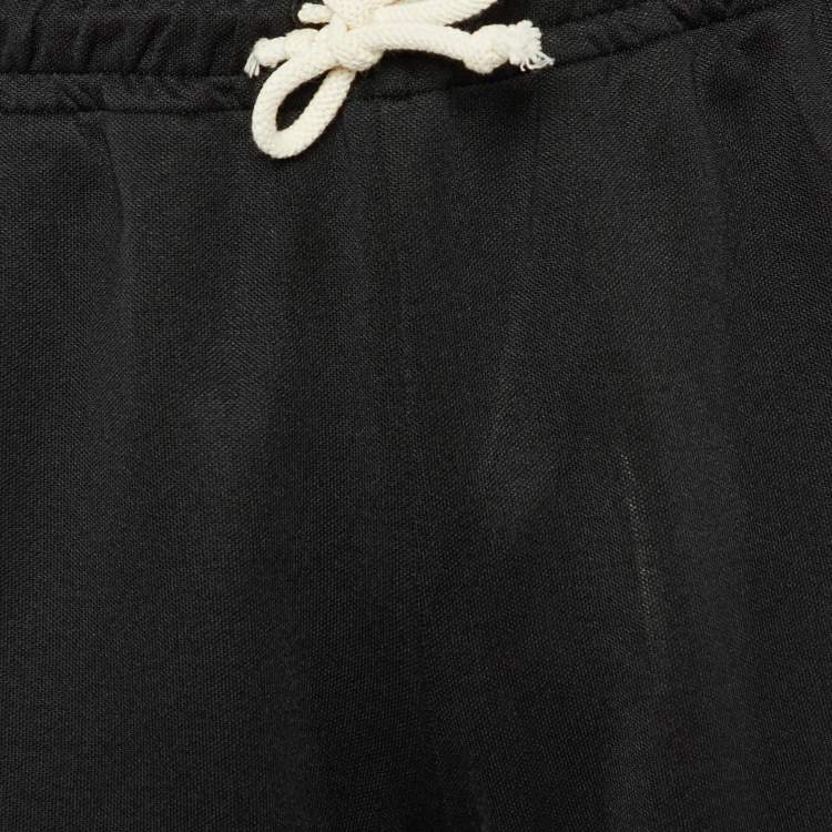 Pre Owned Gucci Black Knit Logo Stripe Detailed Bermuda Shorts S