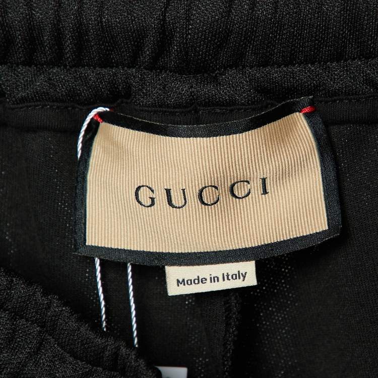 Pre Owned Gucci Black Knit Logo Stripe Detailed Bermuda Shorts S