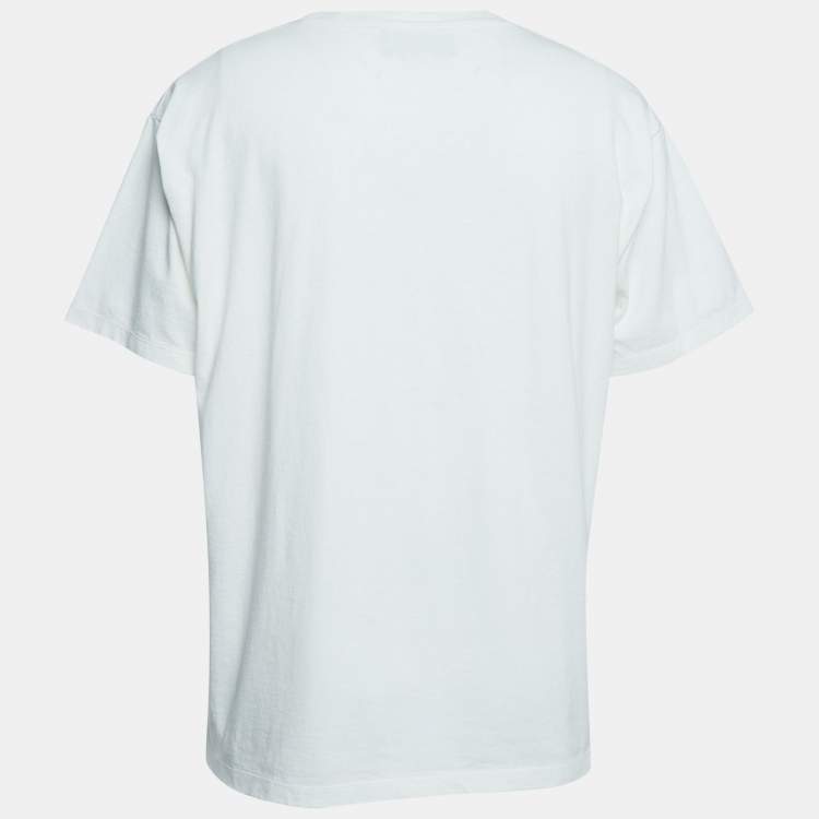 Pre Owned Gucci White Cotton Printed T-Shirt M