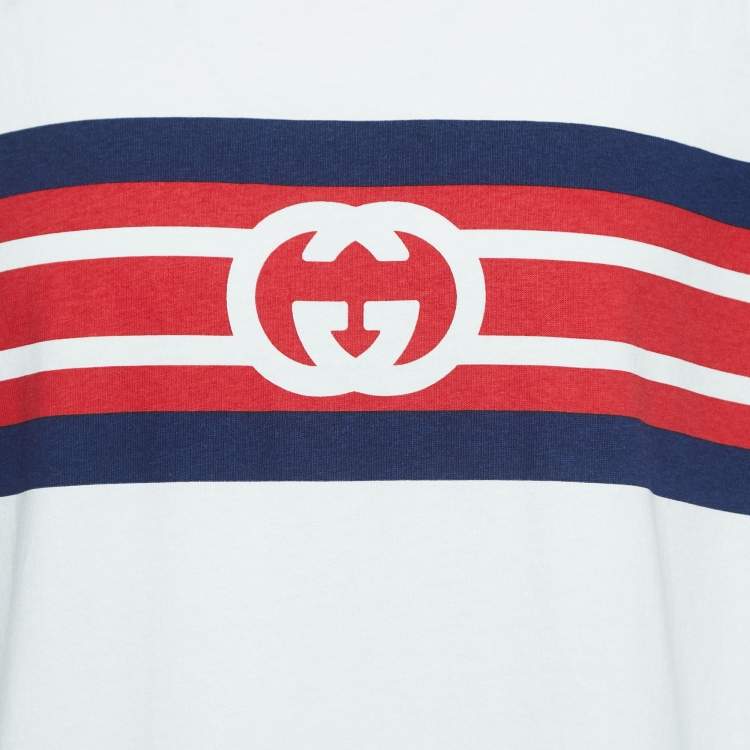 Pre Owned Gucci White Cotton Printed T-Shirt M