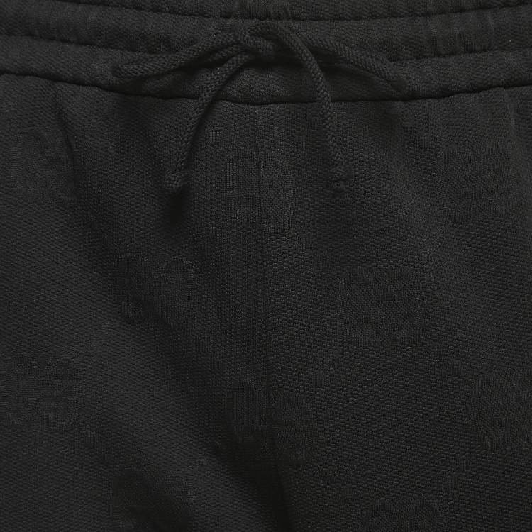 Pre Owned Gucci Black GG Patterned Knit Side Stripe Detailed Joggers S